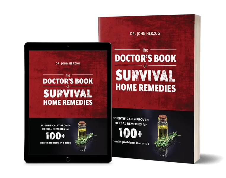 The doctor's book of survival home remedies book and e-book covers.