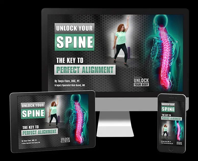 The Unlock your spine program in laptop, ipad and mobile screens.  