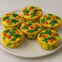 Savoury Veggie Egg Muffins with spinach and bell pepper