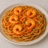 Creamy Tomato & Prawns Pasta with whole wheat pasta